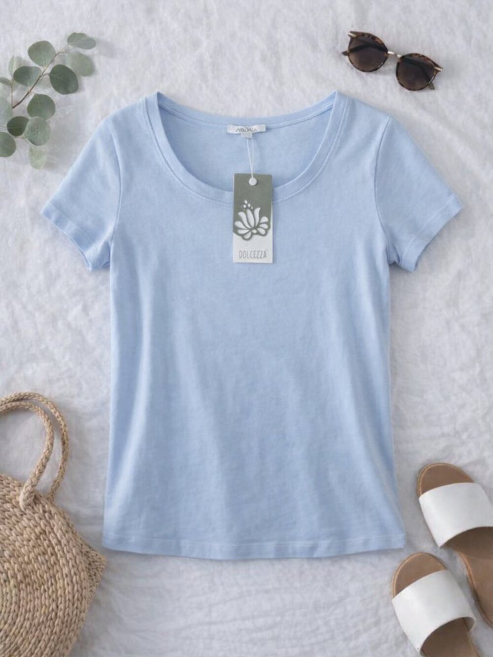 Dolcezza Double Scoop Neck Cotton Tee - Size Small - NWT